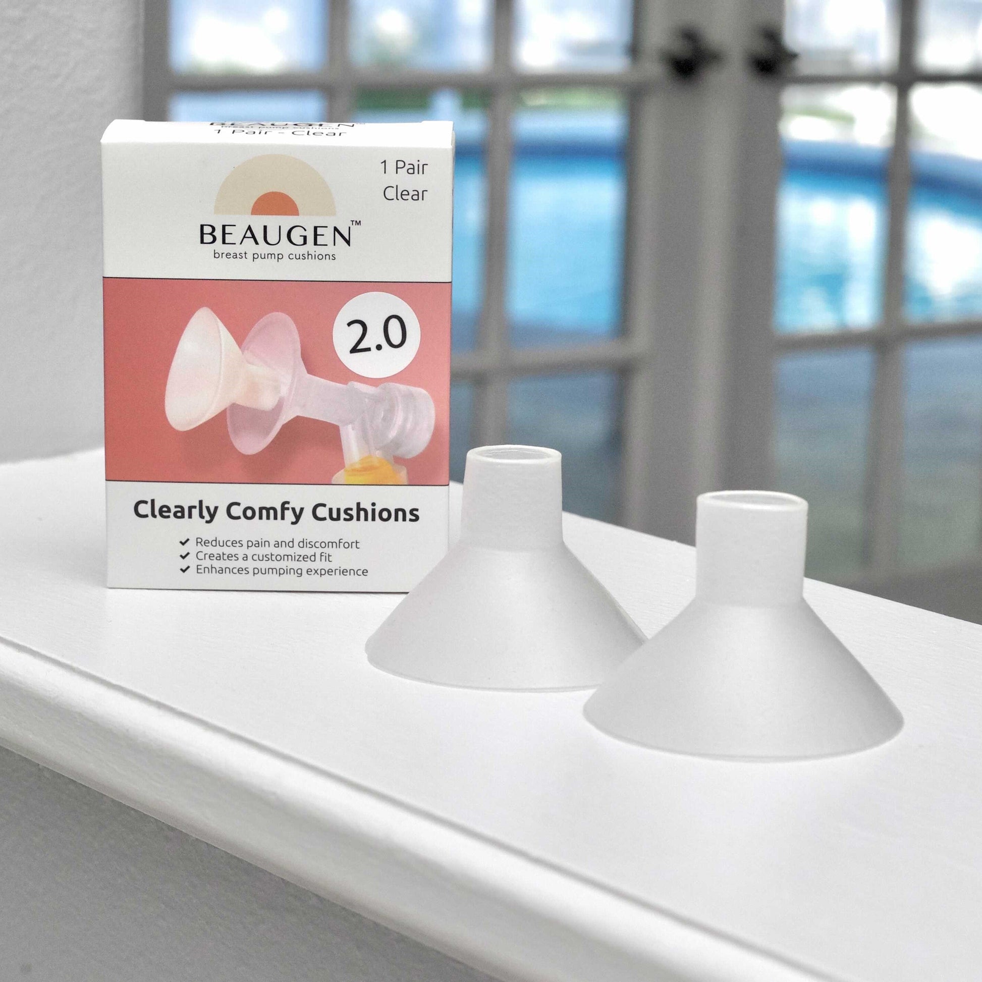 BeauGen's Patent Pending Breast Pump Cushions are soft and flexible pain relieving flange inserts that come in convenient two packs.