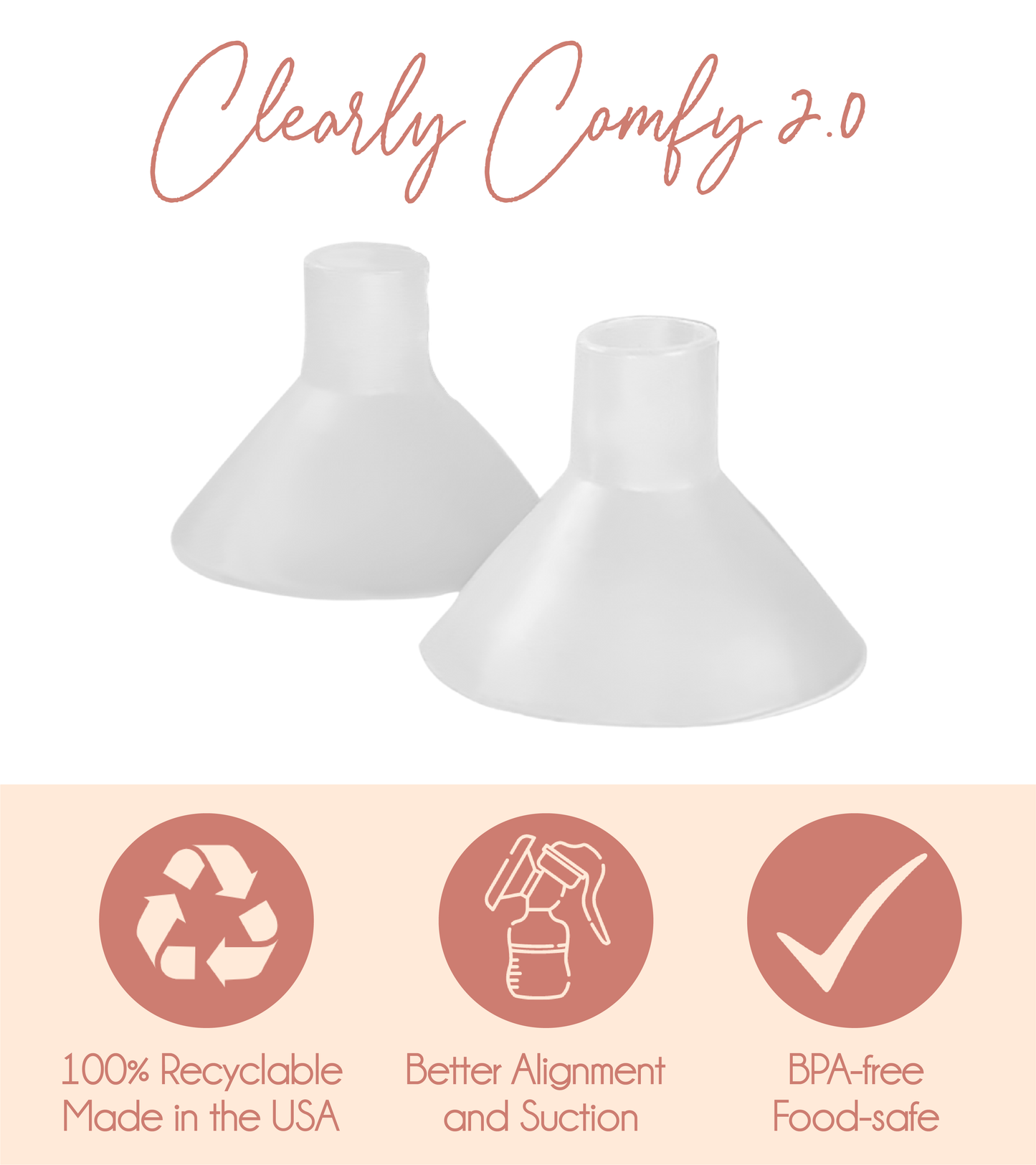 BeauGen Breast Pump Cushions are recyclable, provide better alignment and increased suction, and are food safe.
