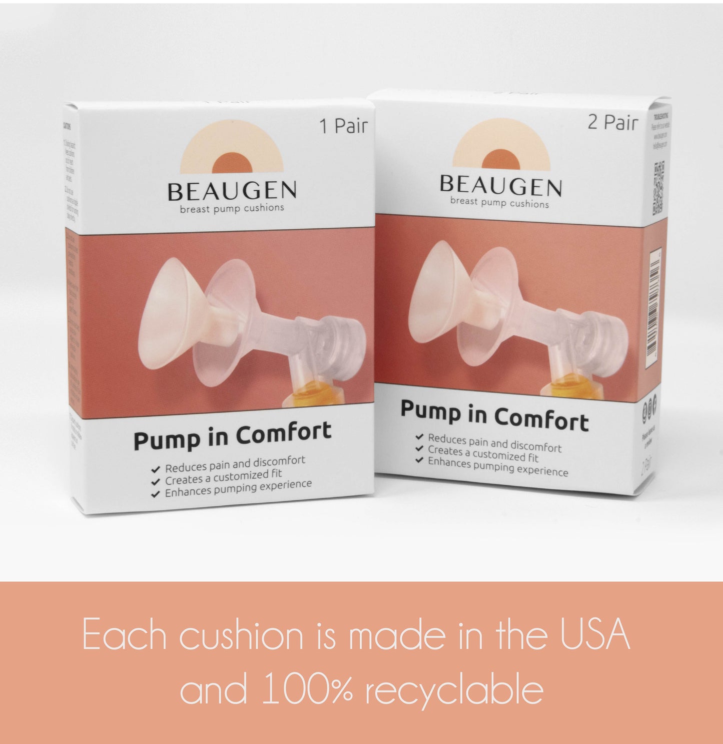 BeauGen breast pump cushions are made in the USA and 100% recyclable